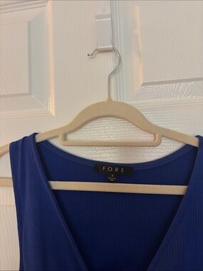 FORE Royal Blue Women's Ribbed V-Neck dress